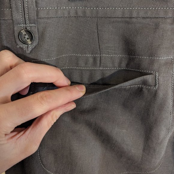 Banana Republic NWT 100% Linen Martin Fit Pant Charcoal Size 12 - Picture 8 of 11